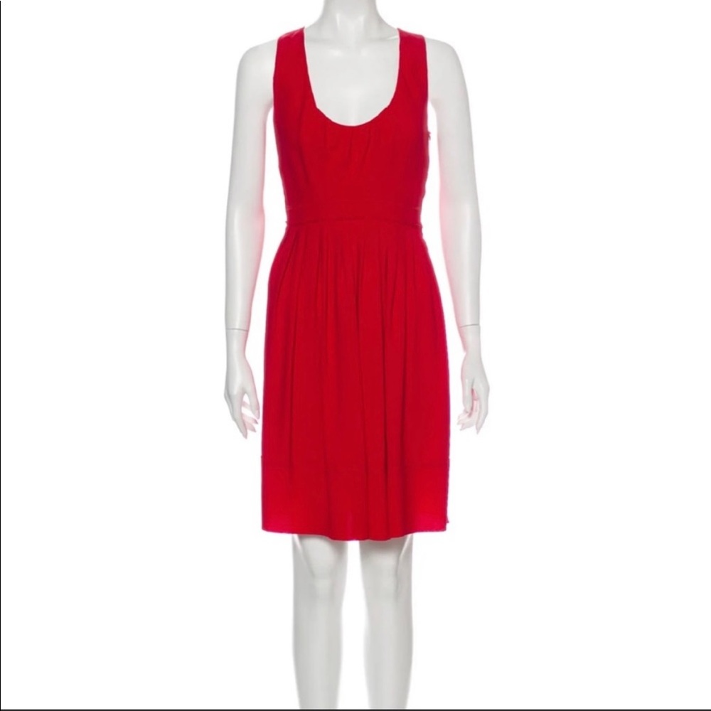 Prada Red Scoop Neck Dress